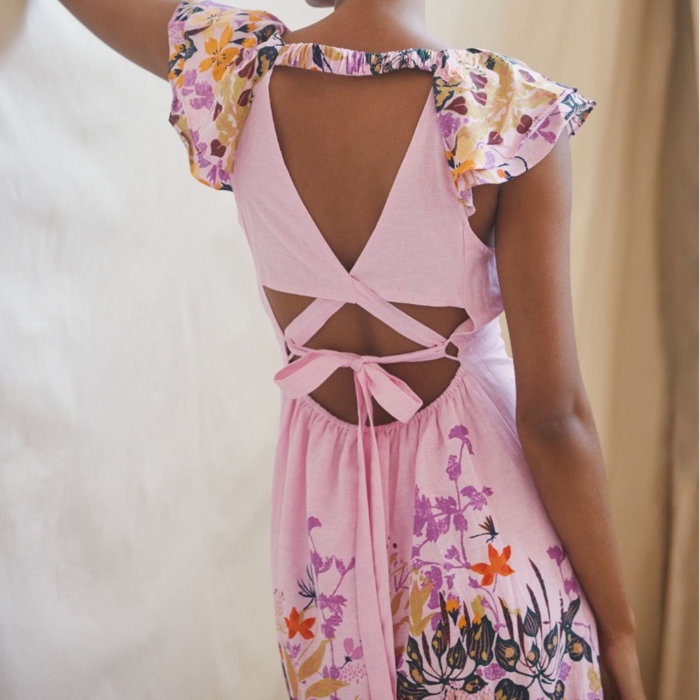 Anthropologie V neck ruffle midi dress - Picture 2 of 7